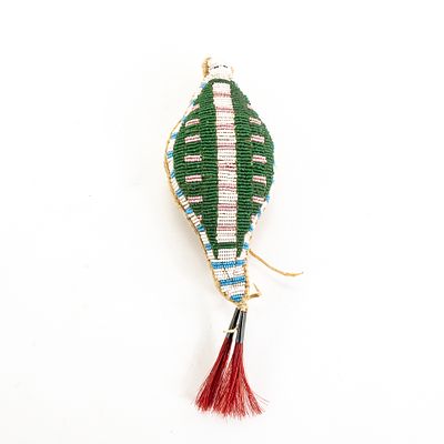 Native American Beaded Umbilical Fetish. This exceptional Plains-style umbilical fetish, most 