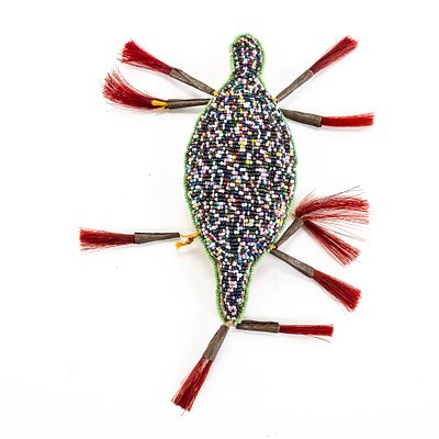 Northern Plains Beaded Turtle Pouch With Horsehair. This striking Plains-style beaded turtle 