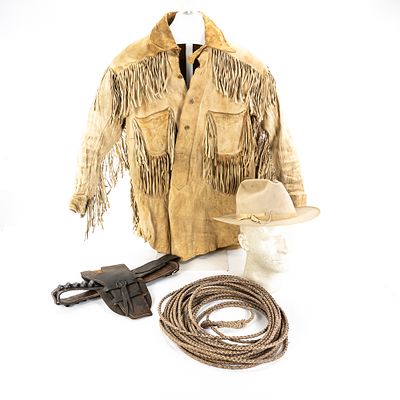 Vintage Western Stetson Hat, Gear & Jacket. This collection is a true frontiersman’s time 