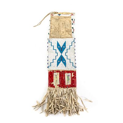 Native American Beaded Plains Pipe Bag. This striking Plains-style pipe bag, likely of Lakota 