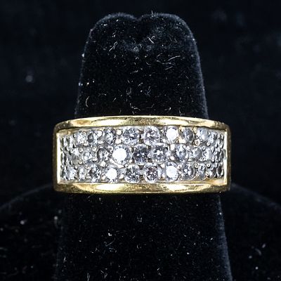 Ladies 18k Yellow Gold Pave Diamond Wedding Band. Ladies 18k yellow gold pave diamond wedding 