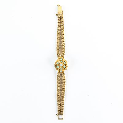 Ladies 14k Opal Accented Hidden Geneva Watch. Vintage ladies 14k Opal Accented hidden 