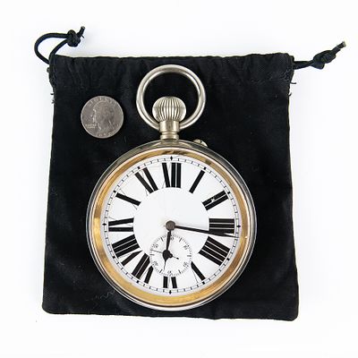 Goliath Open Face Pocket Watch w Argentan Case. Goliath open face Pocket Watch with Argentan 
