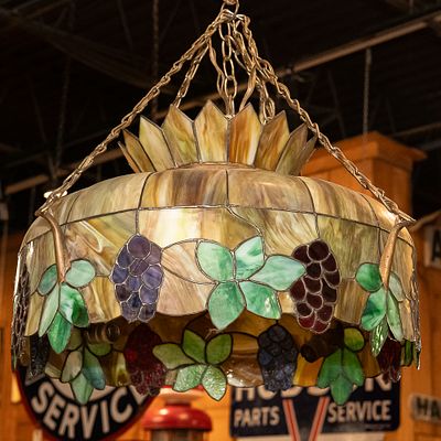 Unusual Hanging Stained Glass Chandelier. This one is a little different. Has a larger crown 