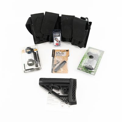 AR-15 Accessories Lot. AR-15 rifle parts and accessories lot. Lot includes Leupold Mark AR scope 