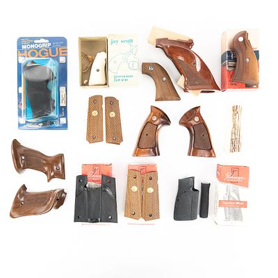 10 Pairs of Vintage Handgun Grips. 10 pairs of vintage handgun and revolver grips. Grips include 