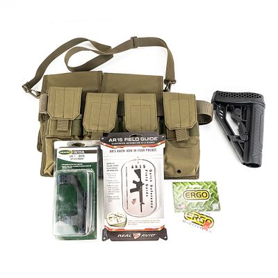 AR-15 Accessories Lot. AR-15 rifle parts and accessories lot. Lot includes Weaver SPR-1 Scope 