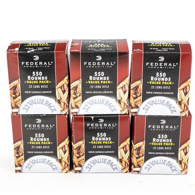3300rds of Caliber .22LR Federal Ammunition. 3300 rounds of caliber .22LR ammunition. Ammunition 