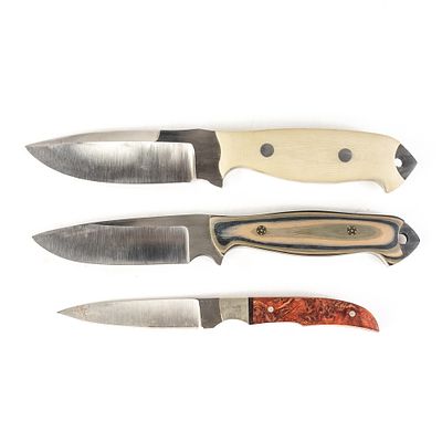 3 Custom Handmade Knives. 3 handmade custom knives by a local artisan. Knives all feature full 