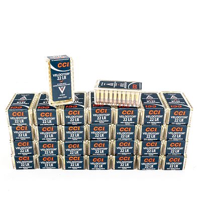 1500rds of caliber .22LR CCI Velocitor Ammunition. 1500 rounds of caliber .22LR ammunition. 