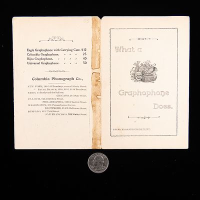 Columbia Graphophone Pamphlet. This scarce turn-of-the-century promotional Pamphlet, titled 