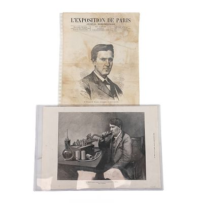 Thomas Edison Ephemera & Prints Lot. As an avid collector of historical ephemera and early 