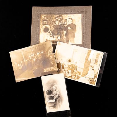 Phonograph Interest Photos & RPPC. This is a fantastic lot of four early 20th-century 