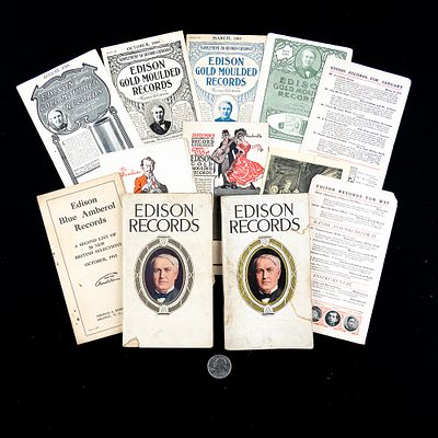 12 Vintage Edison Record Catalogs. An exceptional, comprehensive accumulation of 12 original 