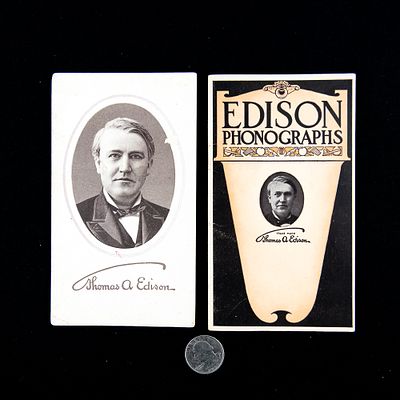 Edison Phonograph Ad Pair. An exceptional offering of original turn-of-the-century advertising 