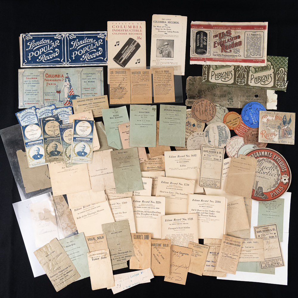 Lot of Cylinder Record Slips & Labels