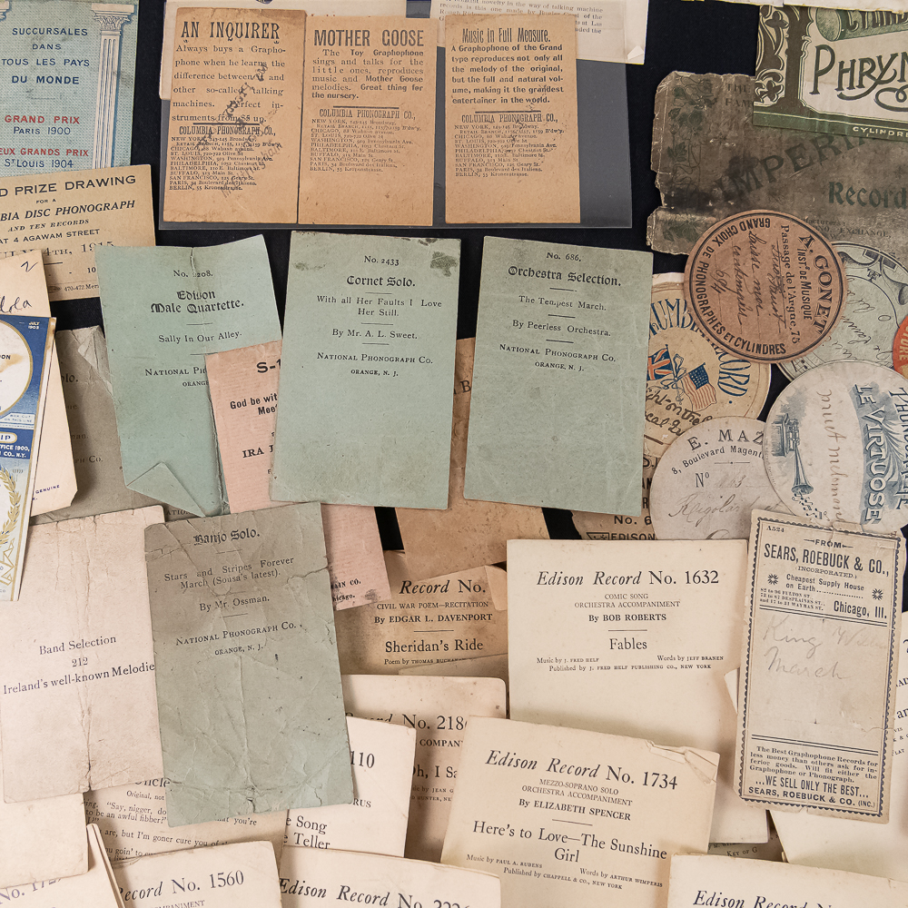 Lot of Cylinder Record Slips & Labels