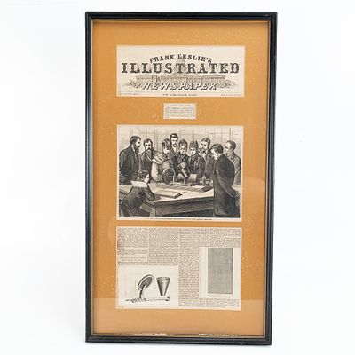 1878 Phonograph Invention Announcement. Framed and matted Frank Leslie's Illustrated Newspaper 