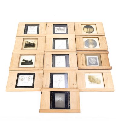13 Glass Slides From Edison Lecture. 13 original 3.25" X 4" glass magic lantern slides from a 