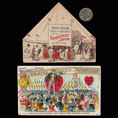 1893 World's Fair Edison & Hub Gore Lot. This incredibly rare pair of late Victorian advertising 