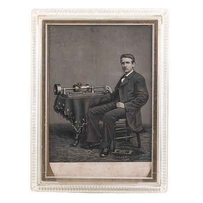 1878 Engraving of T.A. Edison by J.J. Cade. A 1878 original steel engraving of Thomas Alva 