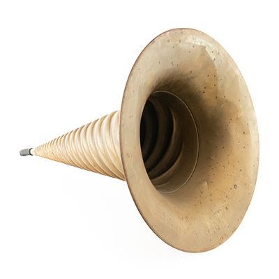 Unusual Brass Twist Cylinder Phonograph Horn. Unusual, all brass horn for cylinder phonographs 