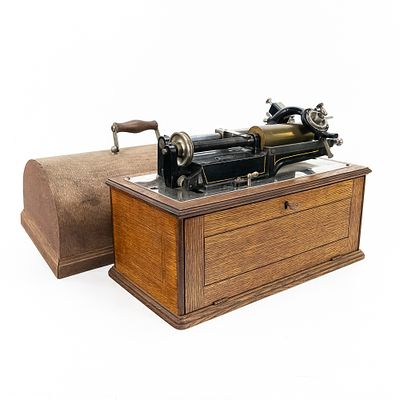 Amet Spring Motor Cylinder Phonograph. Original Amet 2 spring motor with a brass mandrel Edison 