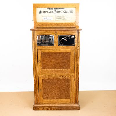 Keller Automatic Coin Operated Edison Phonograph. Albert K. Keller was a pioneering inventor and 