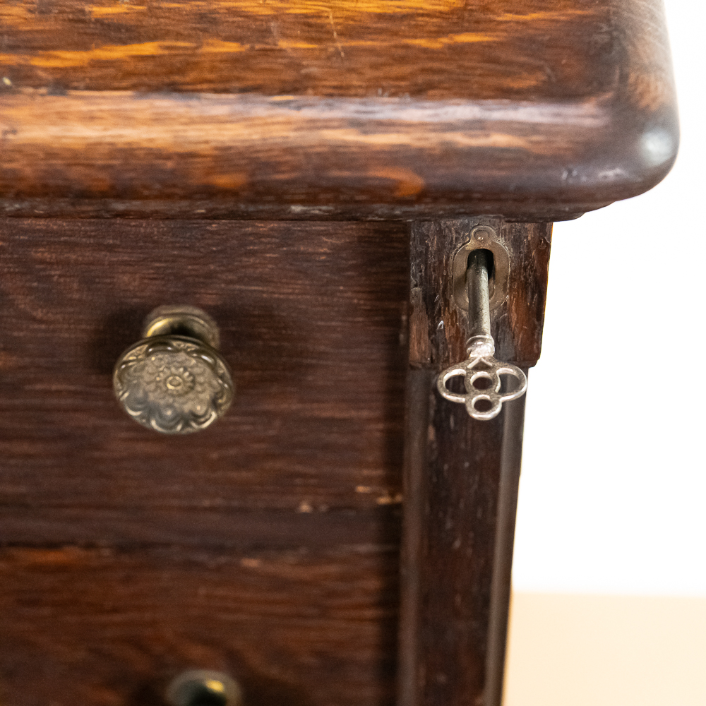 Unusual Solid Oak Cylinder Record Cabinet