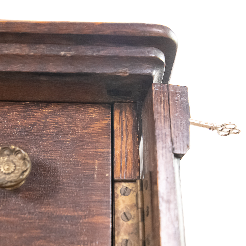 Unusual Solid Oak Cylinder Record Cabinet