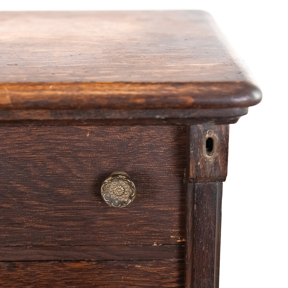 Unusual Solid Oak Cylinder Record Cabinet