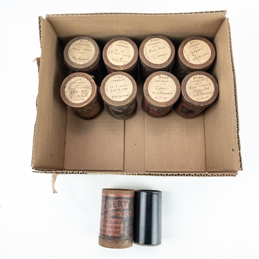 8 British Lambert Cylinder Records & Boxes