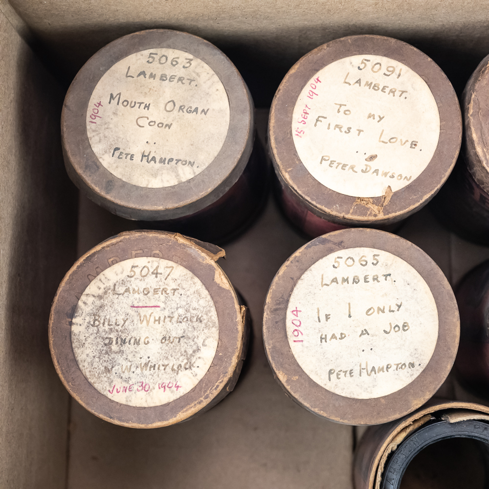 8 British Lambert Cylinder Records & Boxes