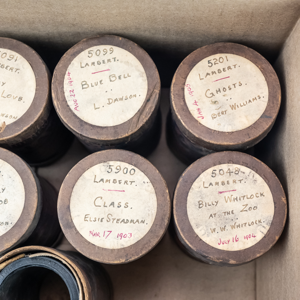 8 British Lambert Cylinder Records & Boxes
