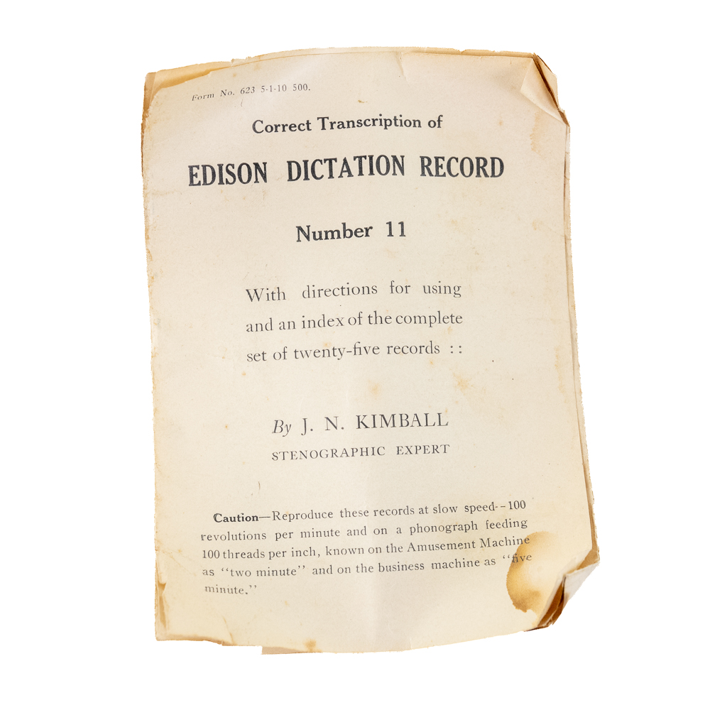 Edison Dictation Record No. 11 & Booklet