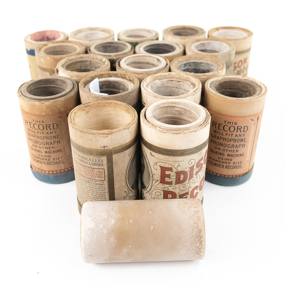 18 Brown Wax Phonograph Cylinders
