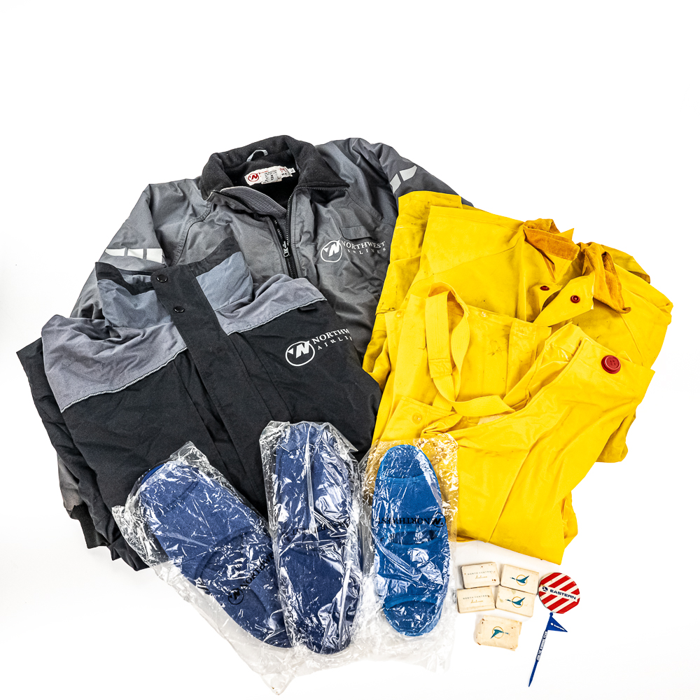 Assorted Airline Branded Jackets Rain Gear & More