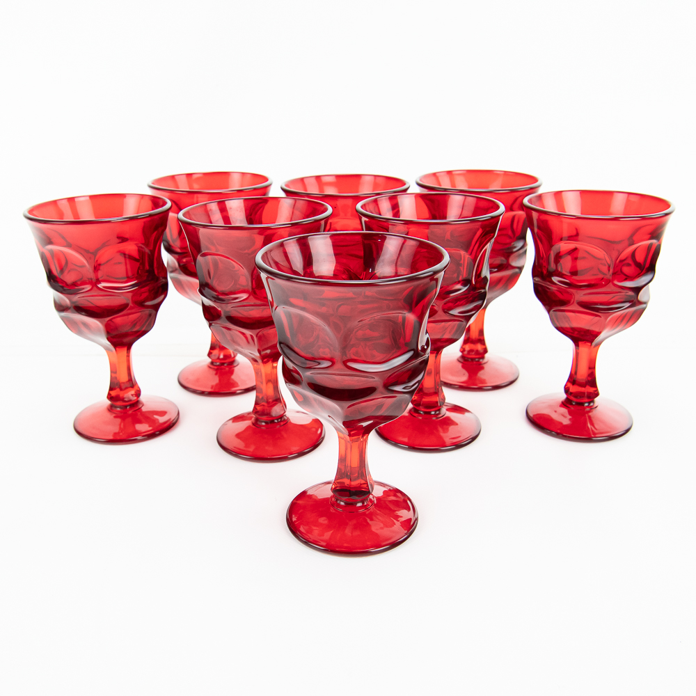 17-Piece Ruby Red Mid-Century Modern Glass/Barware