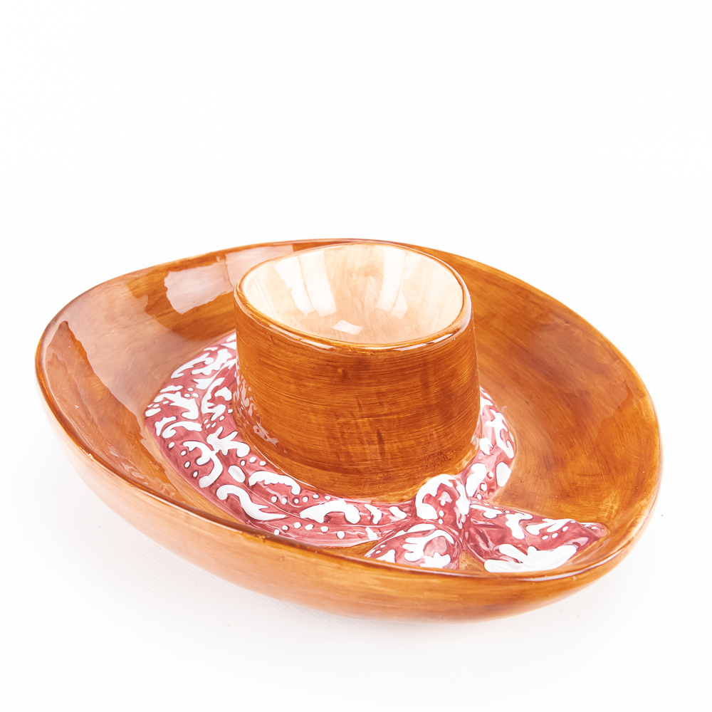 Decorative Ceramic Sombrero Chips & Dip Bowl