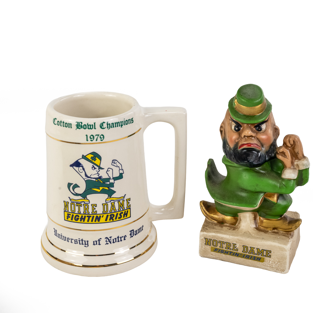 (2) Notre Dame Fighting Irish Beer Mug & Bank