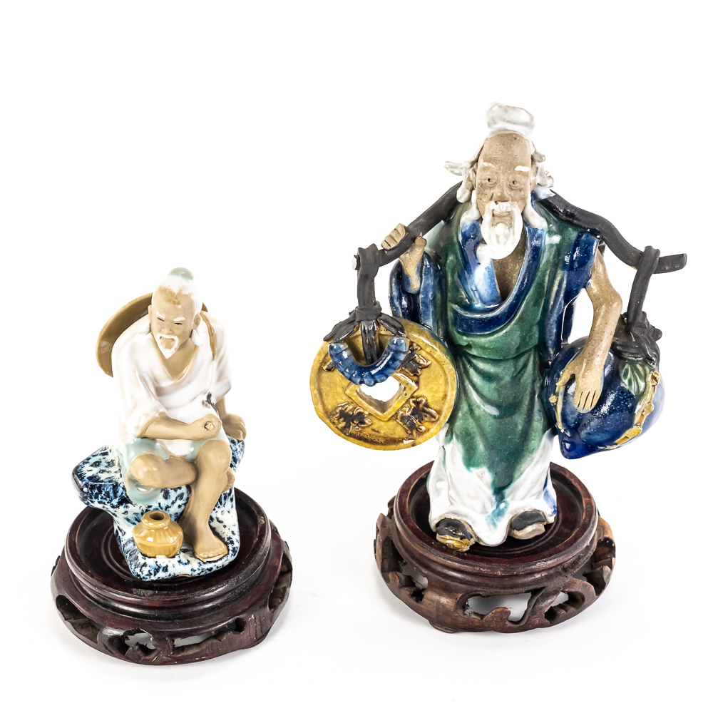 Pair of Chinese Mudman Style Figures on Bases