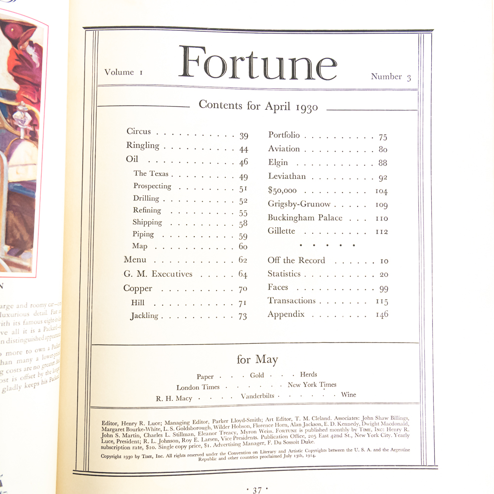 Vintage 1930 Fortune Magazine Volume 1 No.3
