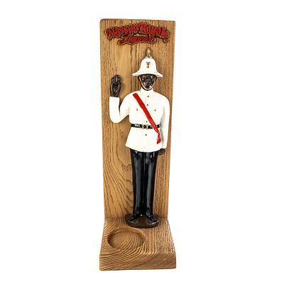 Vintage Nassau Royale Liqueur Display Stand, ceramic Bahamian Royal Police Force Officer 