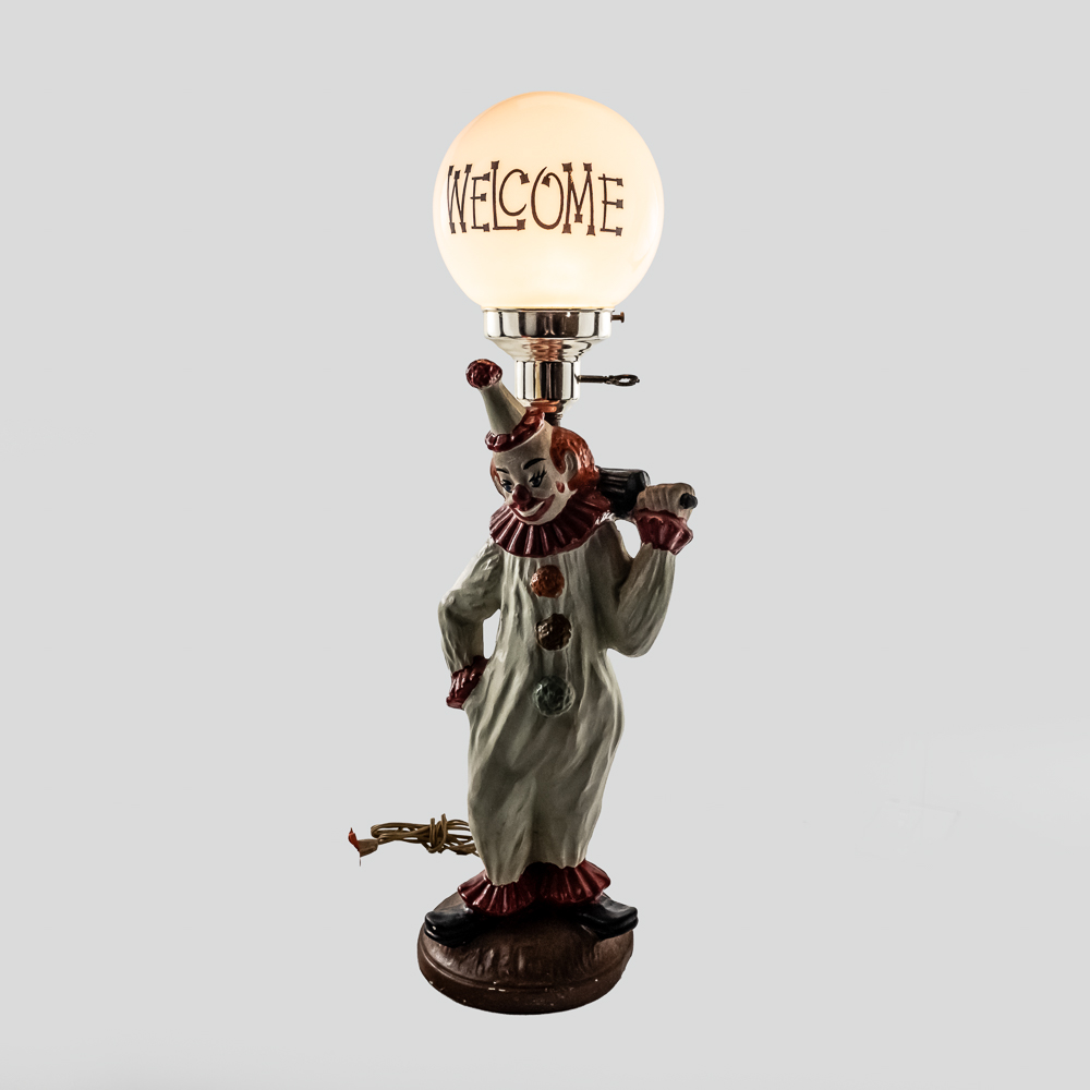 Vintage Circus Clown "Welcome" Table Lamp
