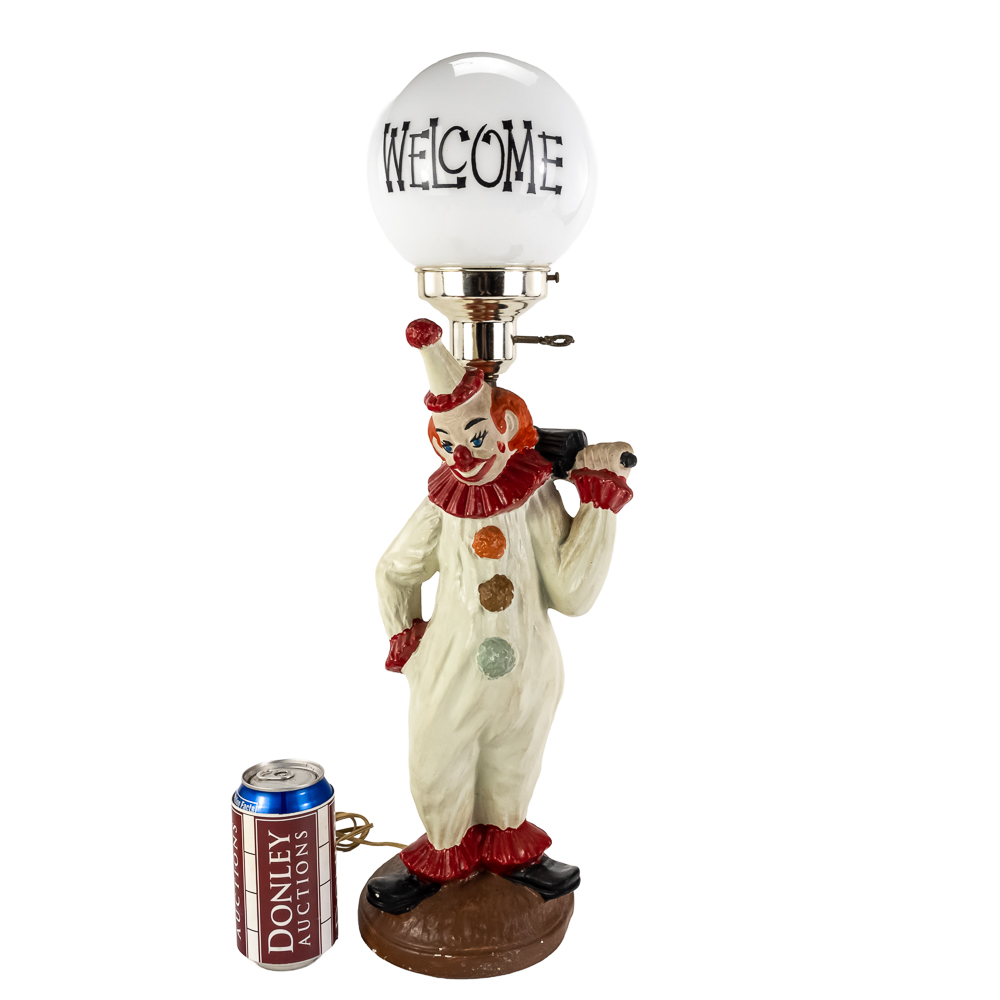 Vintage Circus Clown "Welcome" Table Lamp