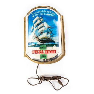 Vintage Heileman's Special Export Lighted Sign, features the brand's signature nautical motif 