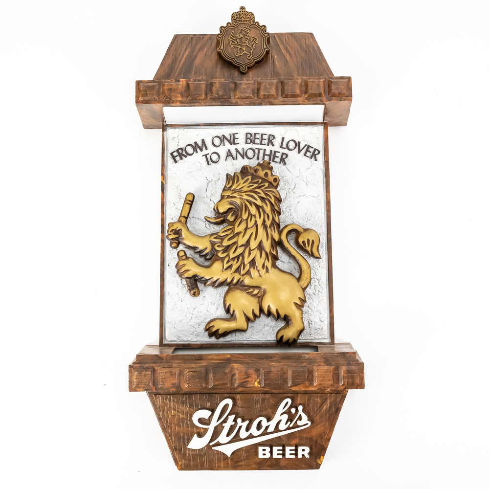 Vintage Stroh's Beer Wall Sconce