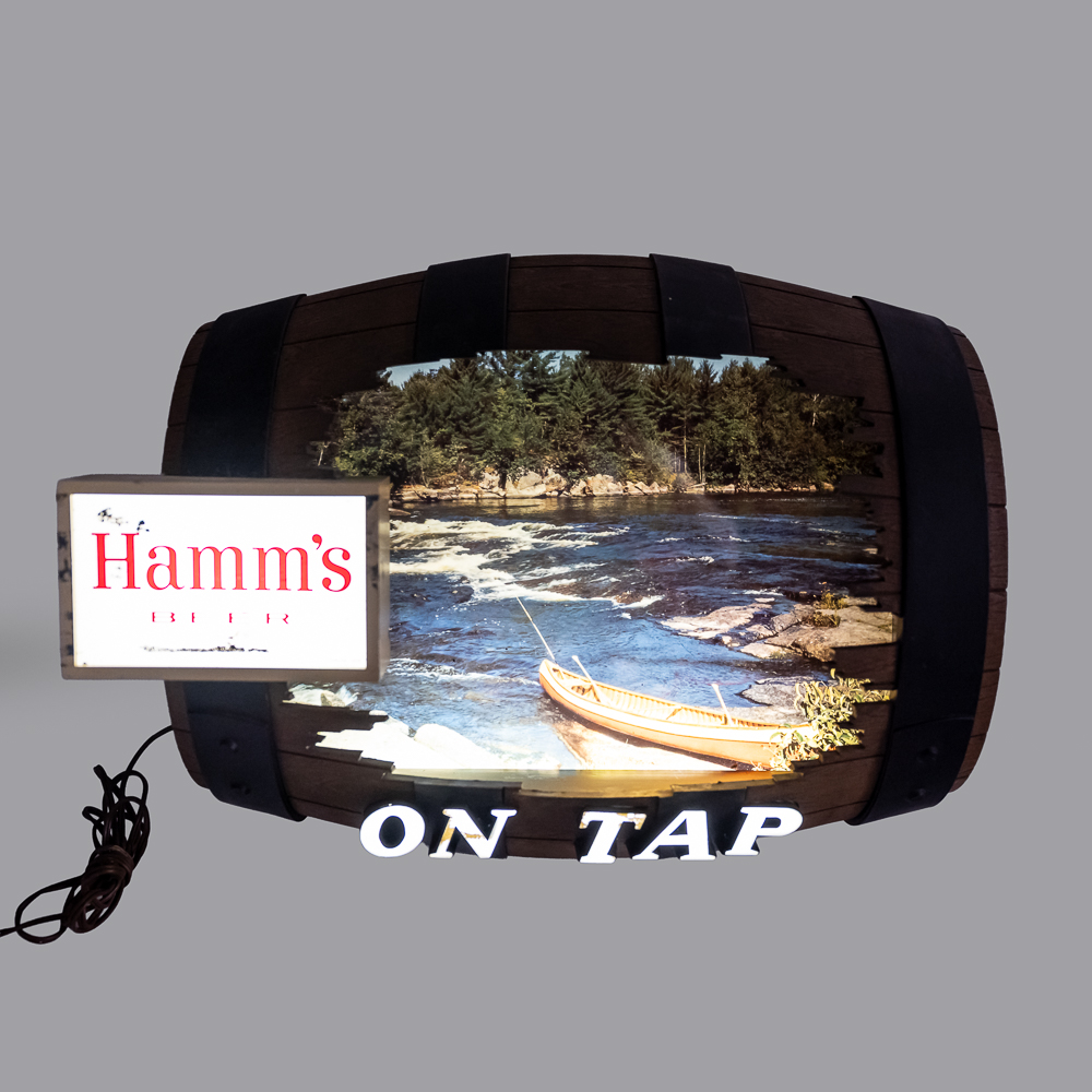 Vintage Hamm's Beer Broken Barrel Lighted Sign