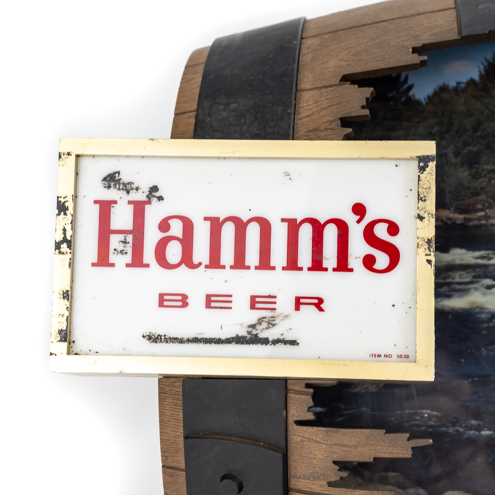 Vintage Hamm's Beer Broken Barrel Lighted Sign
