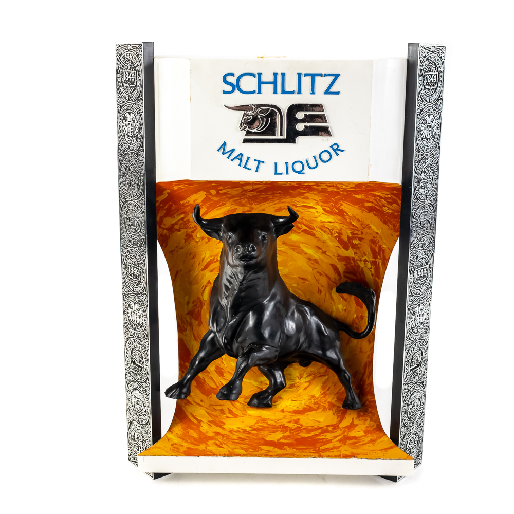Vintage Schlitz Malt Liquor 3D Charging Bull Sign